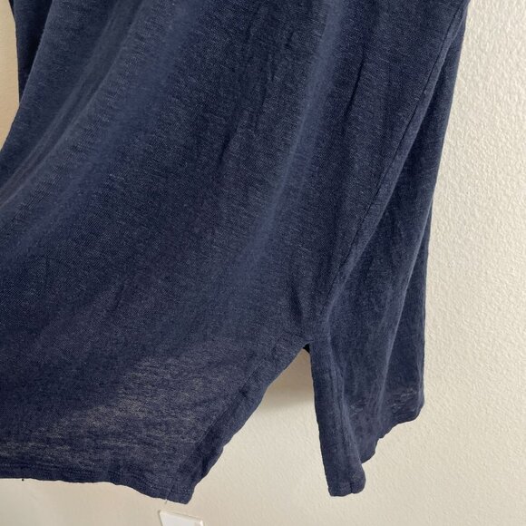 J Jill Womens Plus 4X Navy Blue 100% Linen Embroidered Floral Tunic Top V Neck - Picture 11 of 11